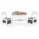 Set de masa cu doua scaune pentru copii Ecotoys ZKC-1A - Alb-Gri