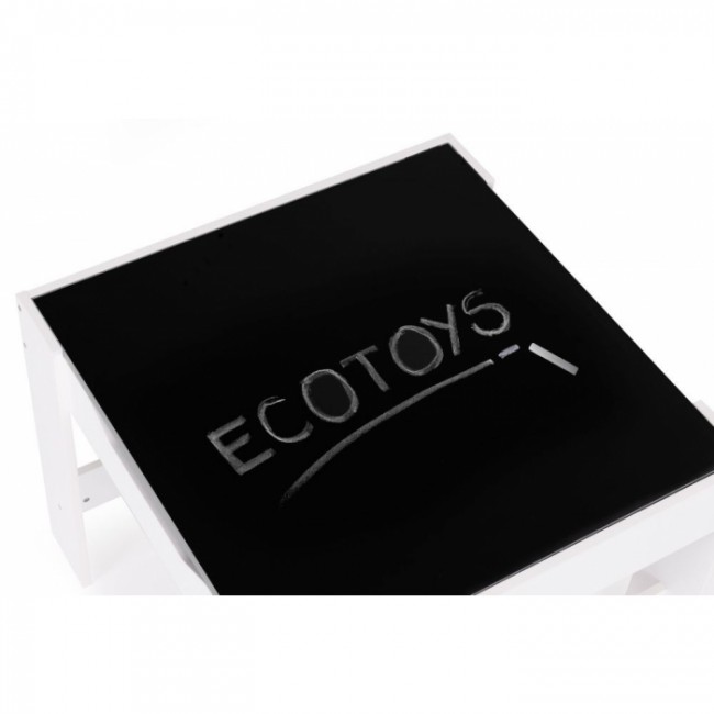Set de masa cu doua scaune pentru copii Ecotoys ZKC-1A - Alb-Gri
