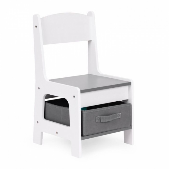 Set de masa cu doua scaune pentru copii Ecotoys ZKC-1A - Alb-Gri