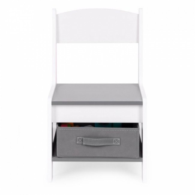 Set de masa cu doua scaune pentru copii Ecotoys ZKC-1A - Alb-Gri