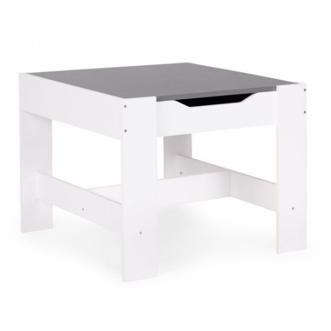 Set de masa cu doua scaune pentru copii Ecotoys ZKC-1A - Alb-Gri