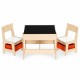 Set de masa cu doua scaune pentru copii Ecotoys ZKC-1C - Natur