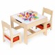 Set de masa cu doua scaune pentru copii Ecotoys ZKC-1C - Natur