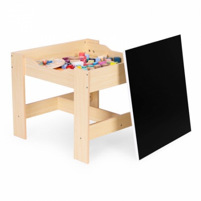 Set de masa cu doua scaune pentru copii Ecotoys ZKC-1C - Natur