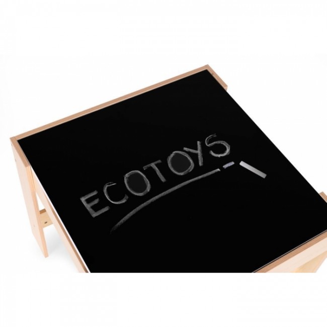 Set de masa cu doua scaune pentru copii Ecotoys ZKC-1C - Natur