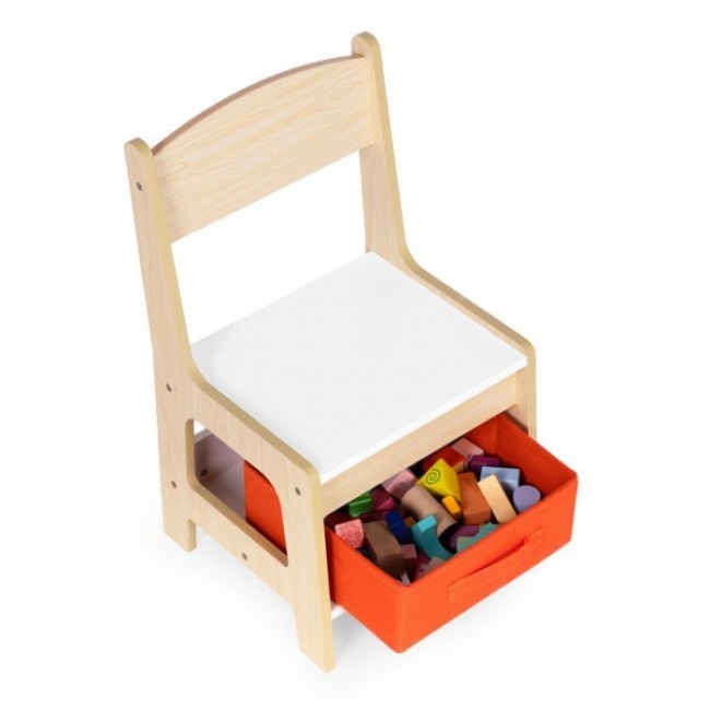 Set de masa cu doua scaune pentru copii Ecotoys ZKC-1C - Natur