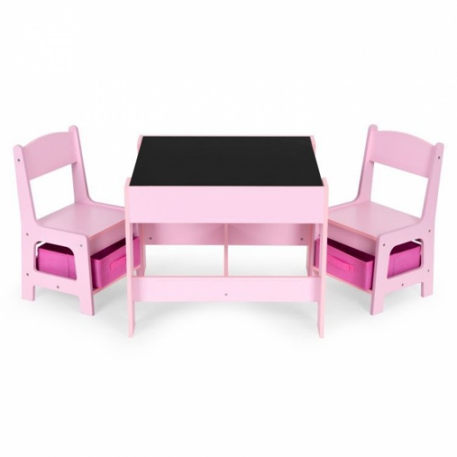 Set de masa cu doua scaune pentru copii Ecotoys ZKC-1B - Roz