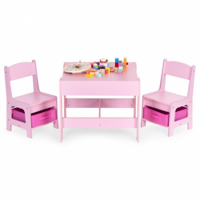 Set de masa cu doua scaune pentru copii Ecotoys ZKC-1B - Roz