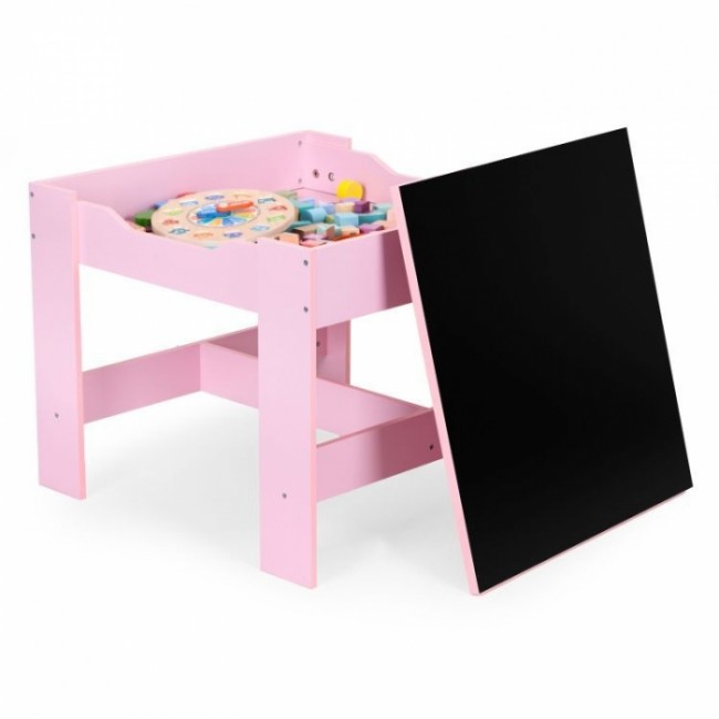 Set de masa cu doua scaune pentru copii Ecotoys ZKC-1B - Roz