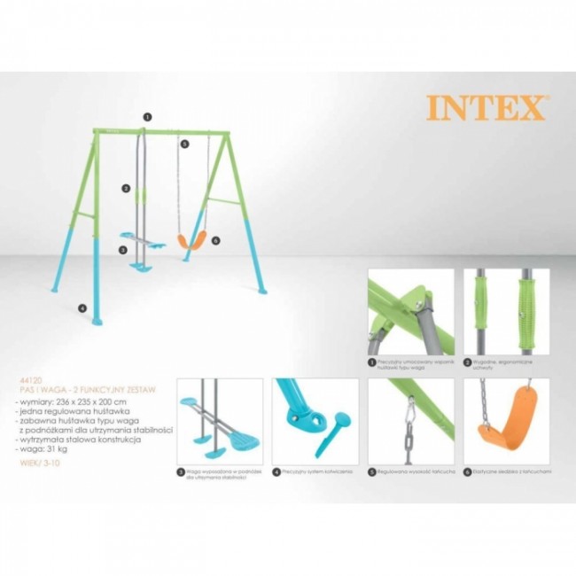 Leagan de gradina dublu pentru copii INTEX 44120