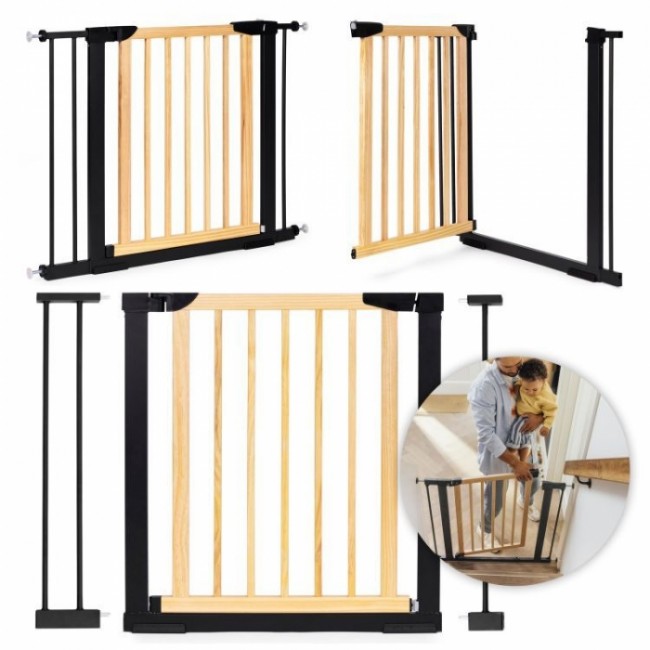 Poarta de siguranta 74-100 cm Ecotoys SF-011-BC - Lemn Metal